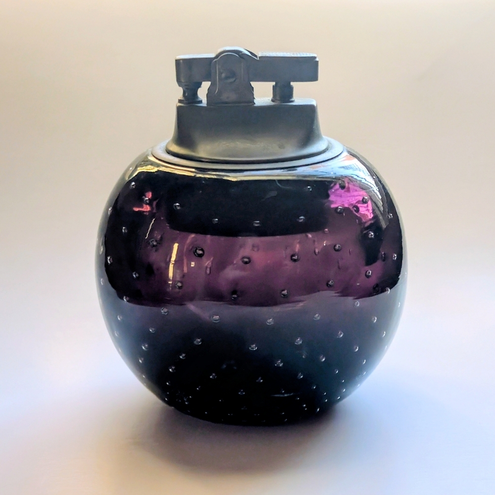 Vintage Mid-Century Modern Murano Blown Glass Paperweight Table Lighter